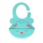 Baby Silicone Bibs Adjustable Washable Waterproof Feeding Aprons For 0-3 Years Old Boys Girls green sheep 21 x 29CM