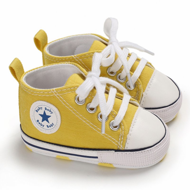 Baby Soft Soled Shoes Canvas Breathable Shoes yellow_12CM bottom length