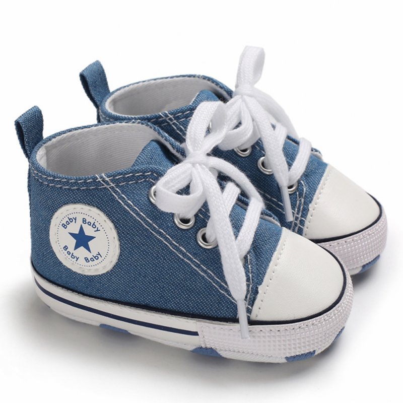 Baby Soft Soled Shoes Canvas Breathable Shoes Light blue_13CM bottom length