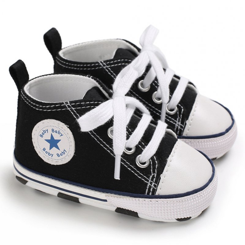 Baby Soft Soled Shoes Canvas Breathable Shoes black_13CM bottom length