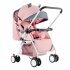 Baby Stroller Two way Shock Absorption Four wheel Lightweight Foldable Baby Carriage color blocking denim blue