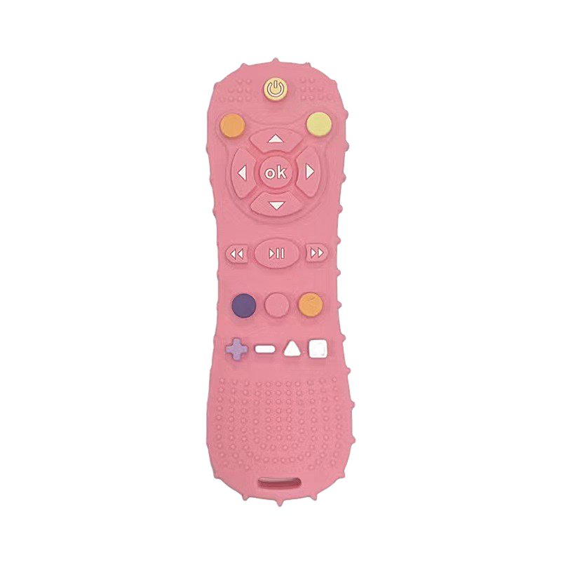 Baby Teething Toys Remote Control Shape Silicone Molar Stick Teether Chew Toys For 3+ Months Infant Toddlers pink