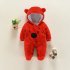 Baby Unisex Cute Cartoon Jumpsuit Thicken Flannel Rompers Warm Hooded Clothes   Red  9M