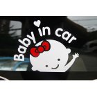 Baby in Car Letters Waving Baby on Board Safety Sign Car Decal Sticker White   red