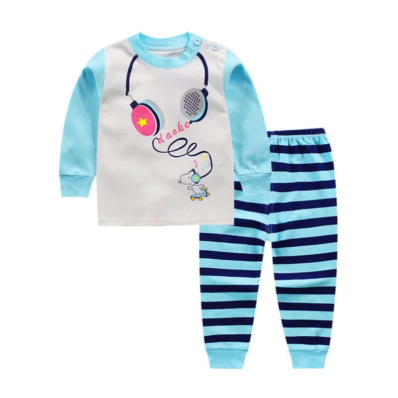Baby's Kids Cotton Underwear Home Suit Cartoon Clothing Two Pieces Pajamas Set A music headphones_90/60