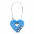 Bag Luggage Backpack Zinc Alloy Love Heart shaped Simple Password Lock Combination Lock Padlock blue
