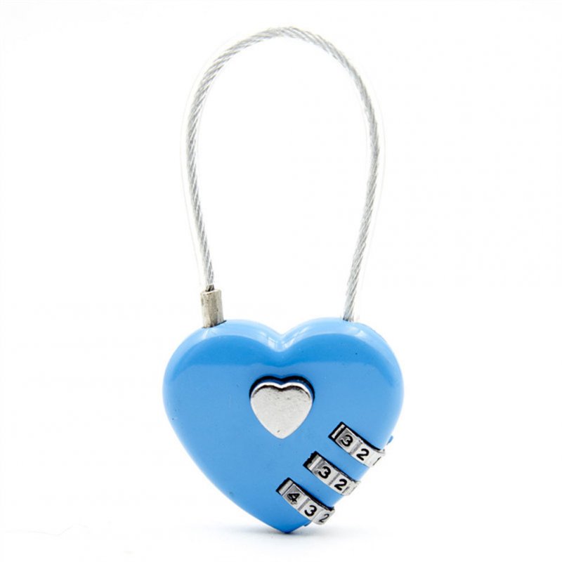 Bag Luggage Backpack Zinc Alloy Love Heart-shaped Simple Password Lock Combination Lock Padlock blue