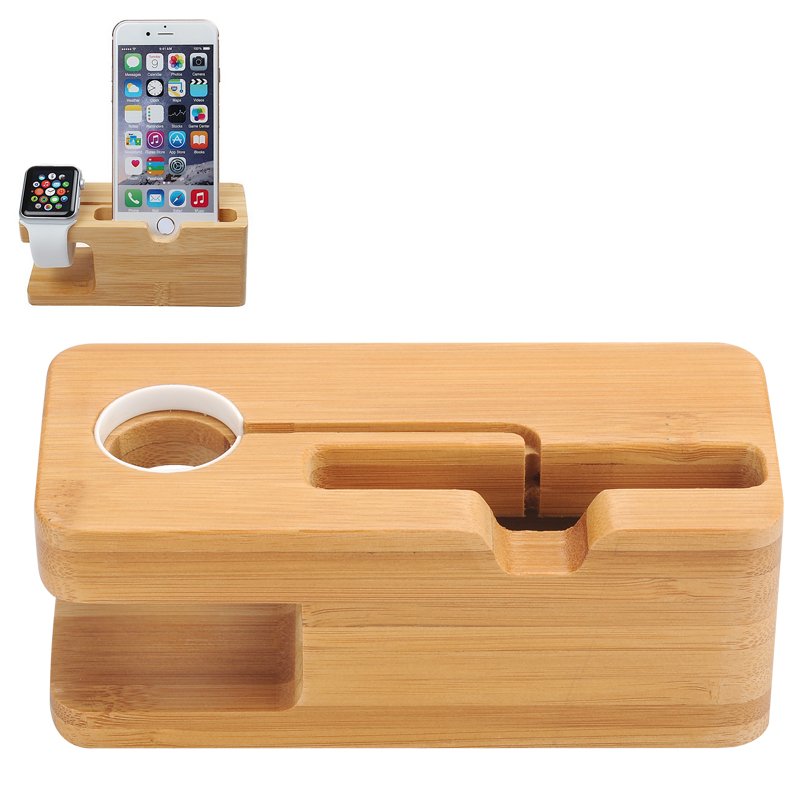 Bamboo Wood Dock for iPhone and Apple Watch