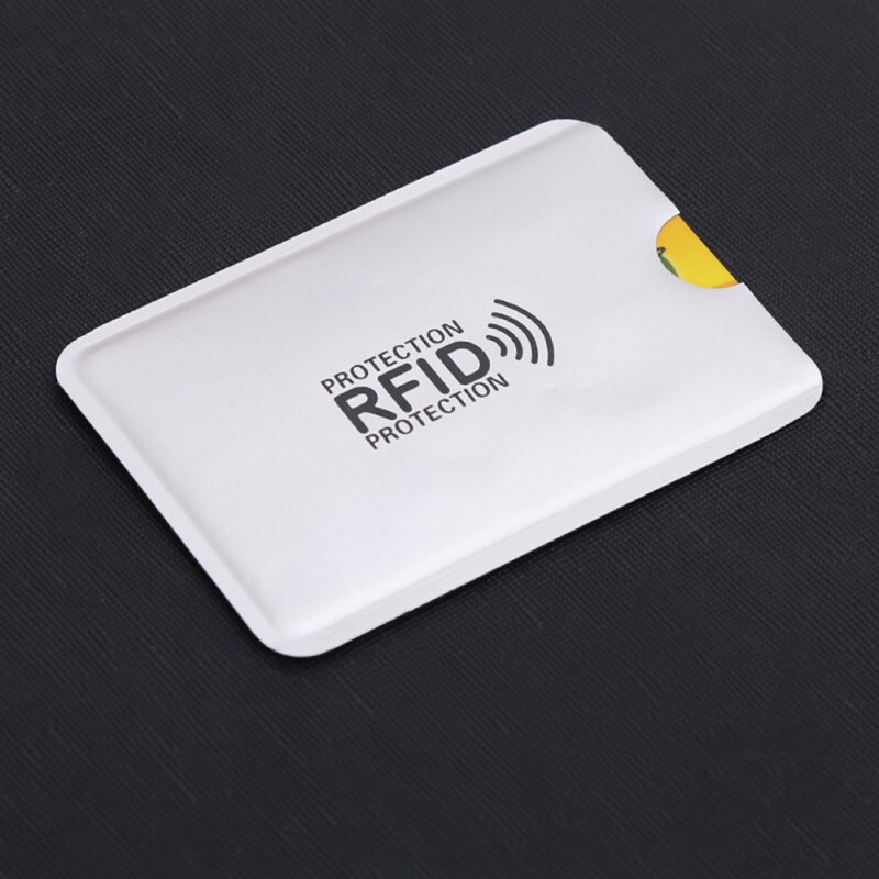Bank ID Card Anti-degaussing Card Holder Anti RFID Anti-thefting Card Cover  Silver vertical paragraph - with words