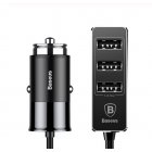 Baseus Car USB Charger 4 Ports Output Car Charger Mobile Phone Charger for iPhone X 8 7 6 Samsung <span style='color:#F7840C'>Xiaomi</span> Charger black