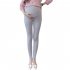Basic Solid Color Abdomen Support Leggings Trousers for Pregnant Woman  light grey L
