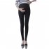 Basic Solid Color Abdomen Support Leggings Trousers for Pregnant Woman  black XL