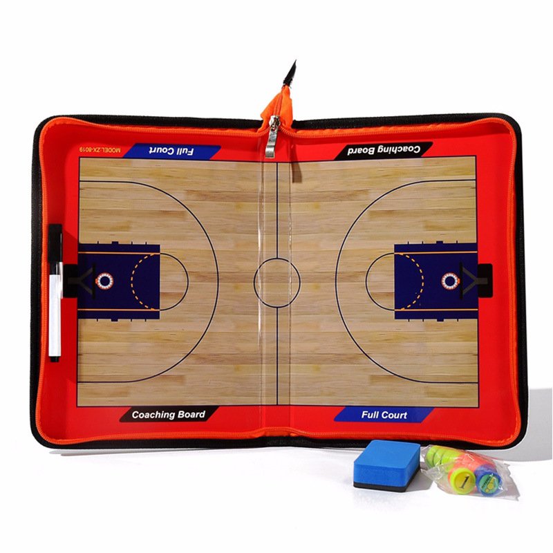 Basketball Zippered Tactics Research Clipboard Magnetic Folder Coaching PVC Board Big magnet zipper (basketball) tactic board