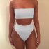 Bathing Suit Boob Tube Top   Underwear Sexy High waisted Split Bikini Sexy Underwear white S