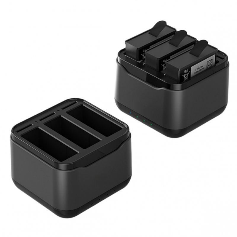 Battery Charging Hub Charging 3 Batteries Action Camera Accessories With Charging Indicator Light Charging Station Compatible For DJI OSMO Action 4/3 Cameras black