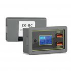 Battery Meter DC6V-30V Battery Capacity Tester With 2 USB Ports 12V/24V LCD Battery Display For Car RV Solar System grey