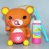 Battery Powered Bear Bubble Maker with LED Light and Music Electric Bubble Gun with Lifting Handle Gift for Kids