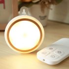 Battery Version Remote Control LED Night Lamp Bed Light Home Office Decoration Golden ring warm white light