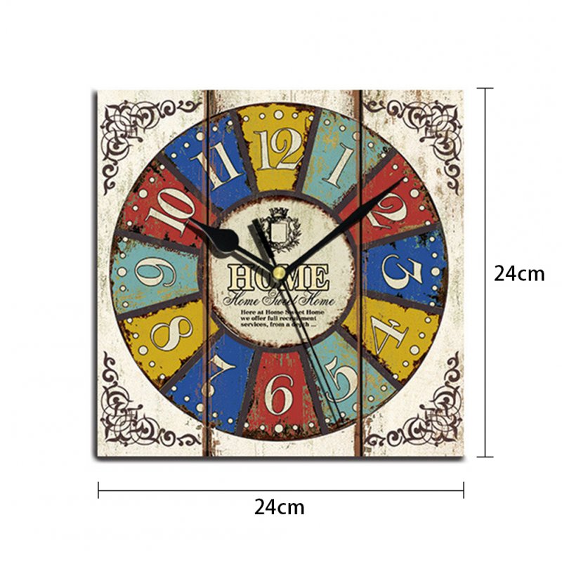 Wooden Square Wall Clocks Silent Non-ticking Battery Powered for Home Kitchen Living Room Office Decor