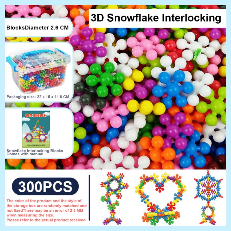 300pcs Snowflake Building Blocks Toys Interlocking STEM Building Bricks Preschool Educational Toys For Boys Girls Birthday Gifts 300pcs