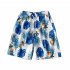 Beach  Pants Seaside Vacation Loose Couple Fifth pants Boxer Swimming Trunks Flower Shorts Navy blue XL