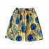 Beach  Pants Seaside Vacation Loose Couple Fifth pants Boxer Swimming Trunks Flower Shorts Navy blue XL
