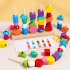 Beads Sequencing Toy Wooden Stacking Blocks Lacing Beads Shape Matching Color Cognition Learning Toys Gifts For Kids As shown
