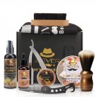 Beard Care Tool Men Beard Repair Caring Kit Beard Brush Oil Shaver Comb as picture show