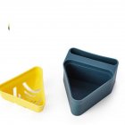 Beauty Sponge Stand Storage Case Makeup Puff Holder Empty Cosmetic triangle Shaped Rack Puffs Drying Box Dark blue + yellow