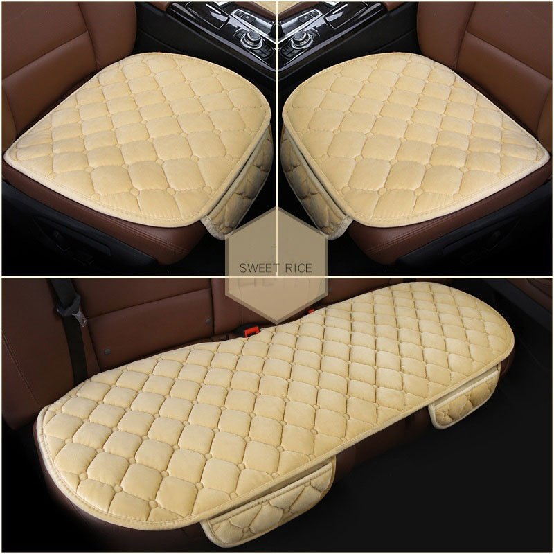 Beige 3 Pcs Soft Comfortable Car Cushion 