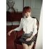 BellyLady Brand Noble Luxury Victorian Tops Women Shirt Ruffle Flounce Ladies Blouse  XXL  white 