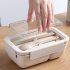 Bento Box For Office Leak Proof Sealed Lunch Dinner Containers Reusable Lunch Box With Compartments Microwave Safe  Chopsticks And Spoon Included  Beige Square 