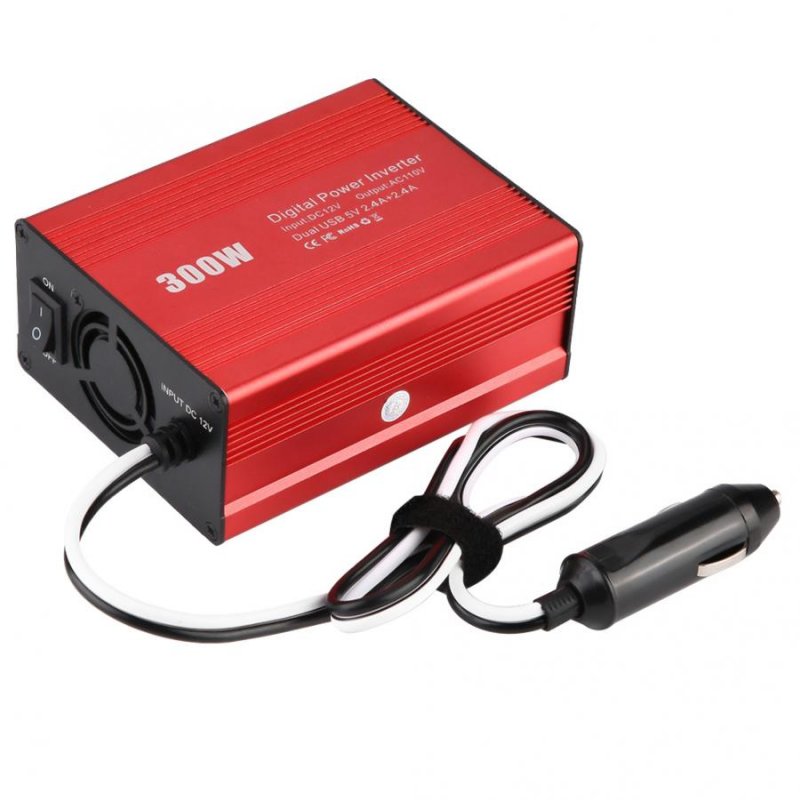 300W Car Power Inverter Converter DC12V to AC110V Adapter Dual USB Charging Port  