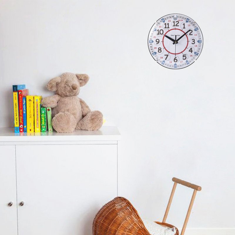 Children Round Wall Clock Silent Non Ticking Learning Clock For School Classrooms Playrooms Kids Bedrooms 