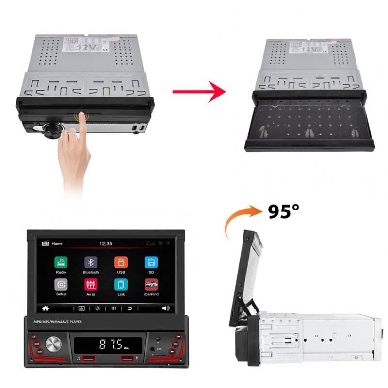 7-inch Car Multimedia Mp5 Player Retractable Screen Bluetooth Reversing Video Car Radio 
