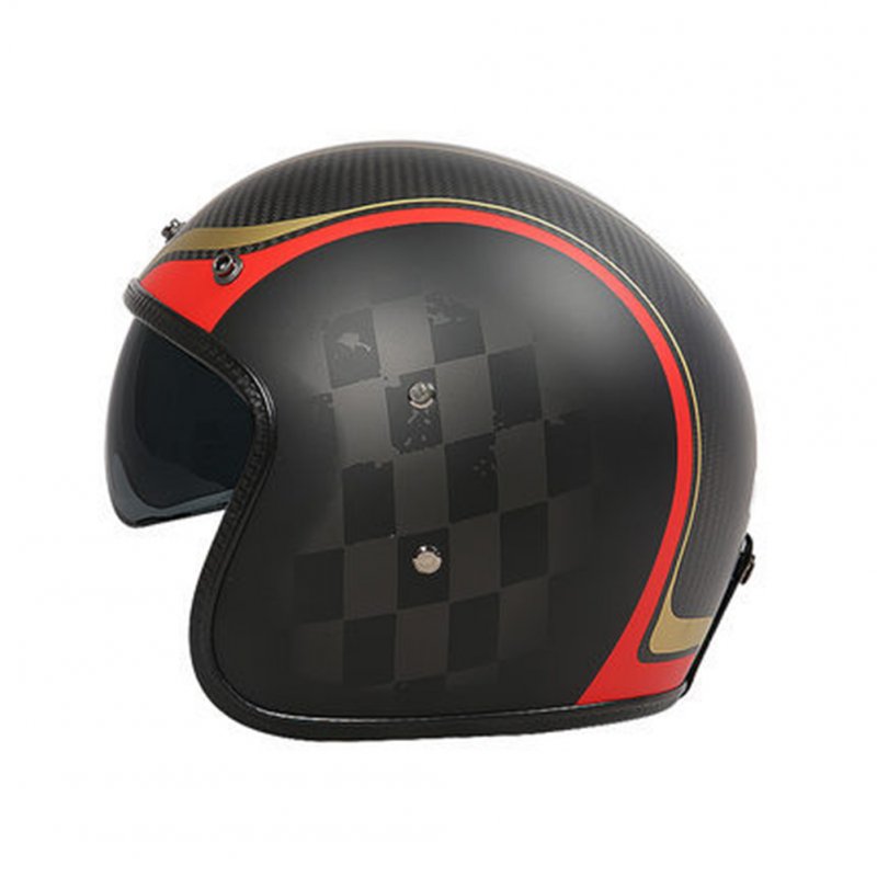 Retro Helmet Carbon Fibre Half Helmet Half Covered Riding Helmet Matt champion 3K carbon fiber XL