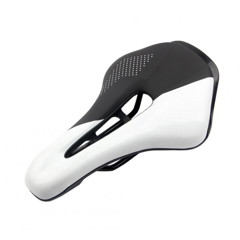 Bicycle Cushion Mountain Bike Road Bike Seat Hollow Breathable Comfortable Saddle  Black + white_24*14.8*4.5