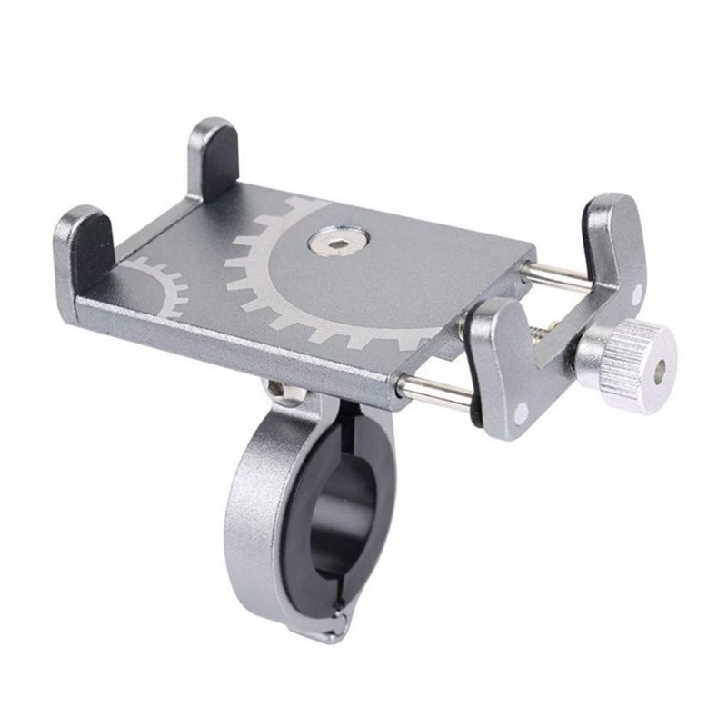 Bicycle Cycling Aluminum Alloy Phone Holder Metal Simple Design Stable Phone Bracket Adjustable 55-100mm 360 Degrees Rotation Holder silver