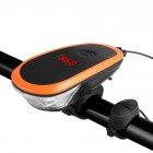 Bicycle Horn Headlight USB Charging Power Display Bike Frontlight with Bell  Orange