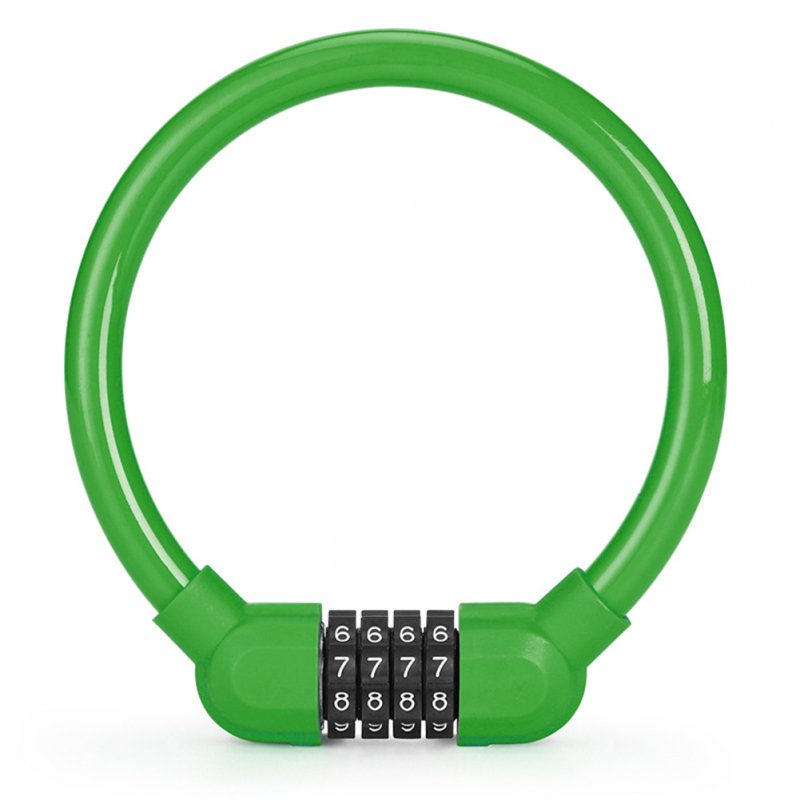 Bicycle  Lock Portable Four-digit Combination Ring Lock Light Smart Small Oval Ring Anti-theft Lock 11.5mm_Green
