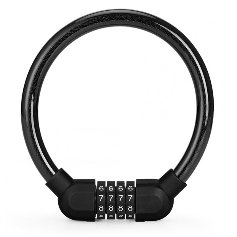 Bicycle  Lock Portable Four-digit Combination Ring Lock Light Smart Small Oval Ring Anti-theft Lock 11.5mm_Black
