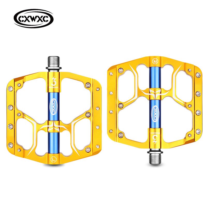 Bicycle Pedal Flat MTB Road 3 Bearings Bicycle Pedals Mountain Bike Pedals Wide Platform Pedal CX-V15 yellow_Free size