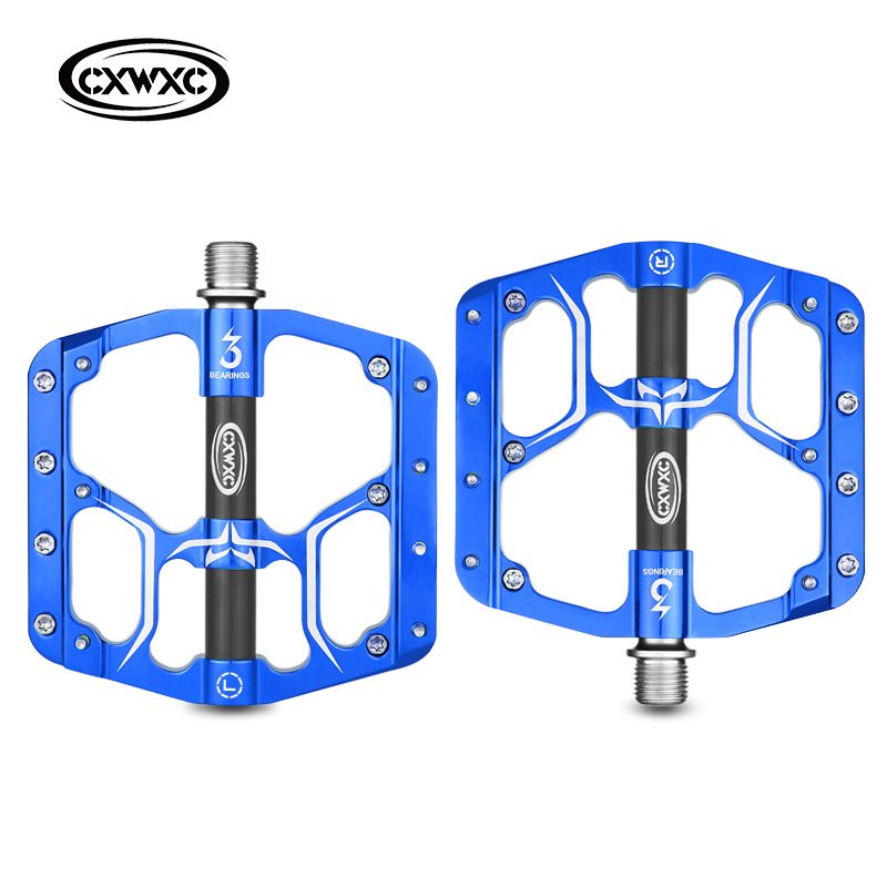 Bicycle Pedal Flat MTB Road 3 Bearings Bicycle Pedals Mountain Bike Pedals Wide Platform Pedal CX-V15 blue_Free size