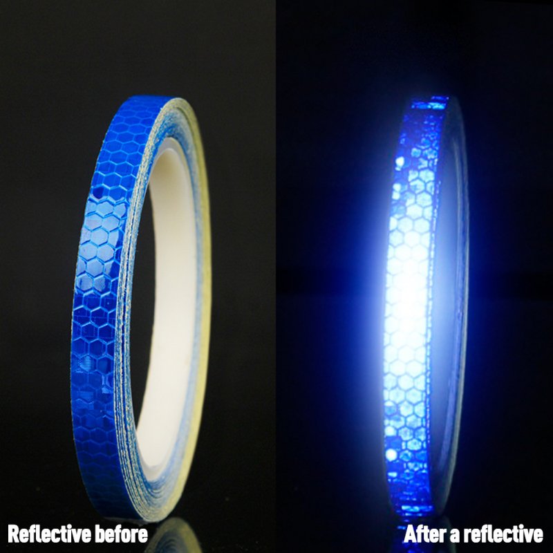 Bicycle Reflective Sticker Tape Noctilucent Waterproof Fluorescent Bike Decoration blue_8 meters