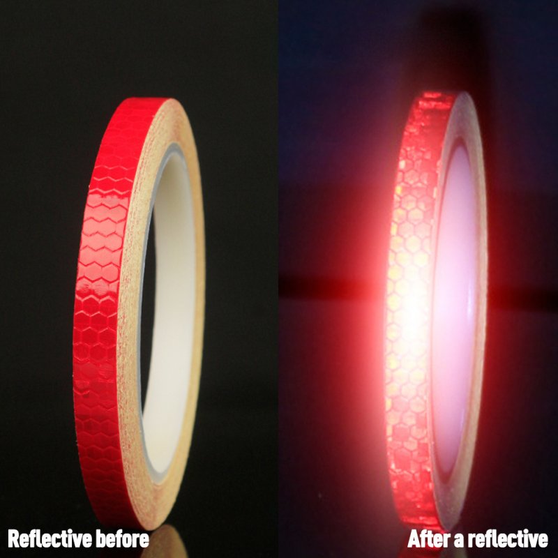 Bicycle Reflective Sticker Tape Noctilucent Waterproof Fluorescent Bike Decoration red_8 meters
