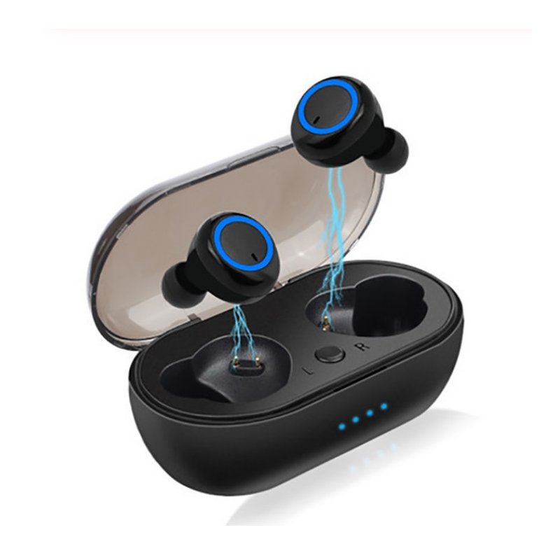 W12 TWS Wireless Earphone for IOS Android Mobile Phone Bluetooth 5.0 Multi-function Sports Headphone Touch Control Earbuds with Charging Box  Blue ring button version
