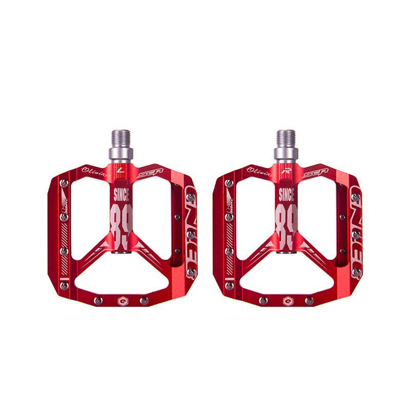 Bicycle Ultra Light Bearing Aluminum Alloy Pedal Mountain Bike Riding Spare Parts red_One size
