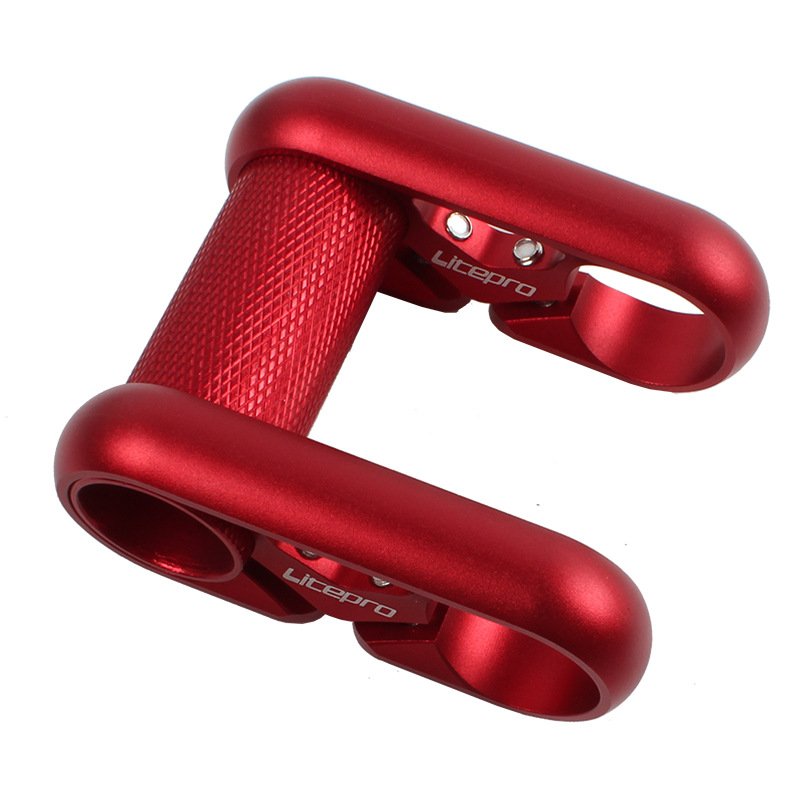 Bicycle Ultra-light Double Stem Riser Aluminum Alloy Handlebar Stem for Folding Bicycels red