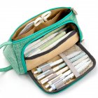 Big Capacity Canvas Storage Pouch Pen Pencil Case Stationery Bag Holder for School Office  mint green cotton linen
