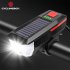 Bike Light Solar Usb Rechargeable Dual Charging Horn Lamp Waterproof Bicycle Front Headlight Flashlight red